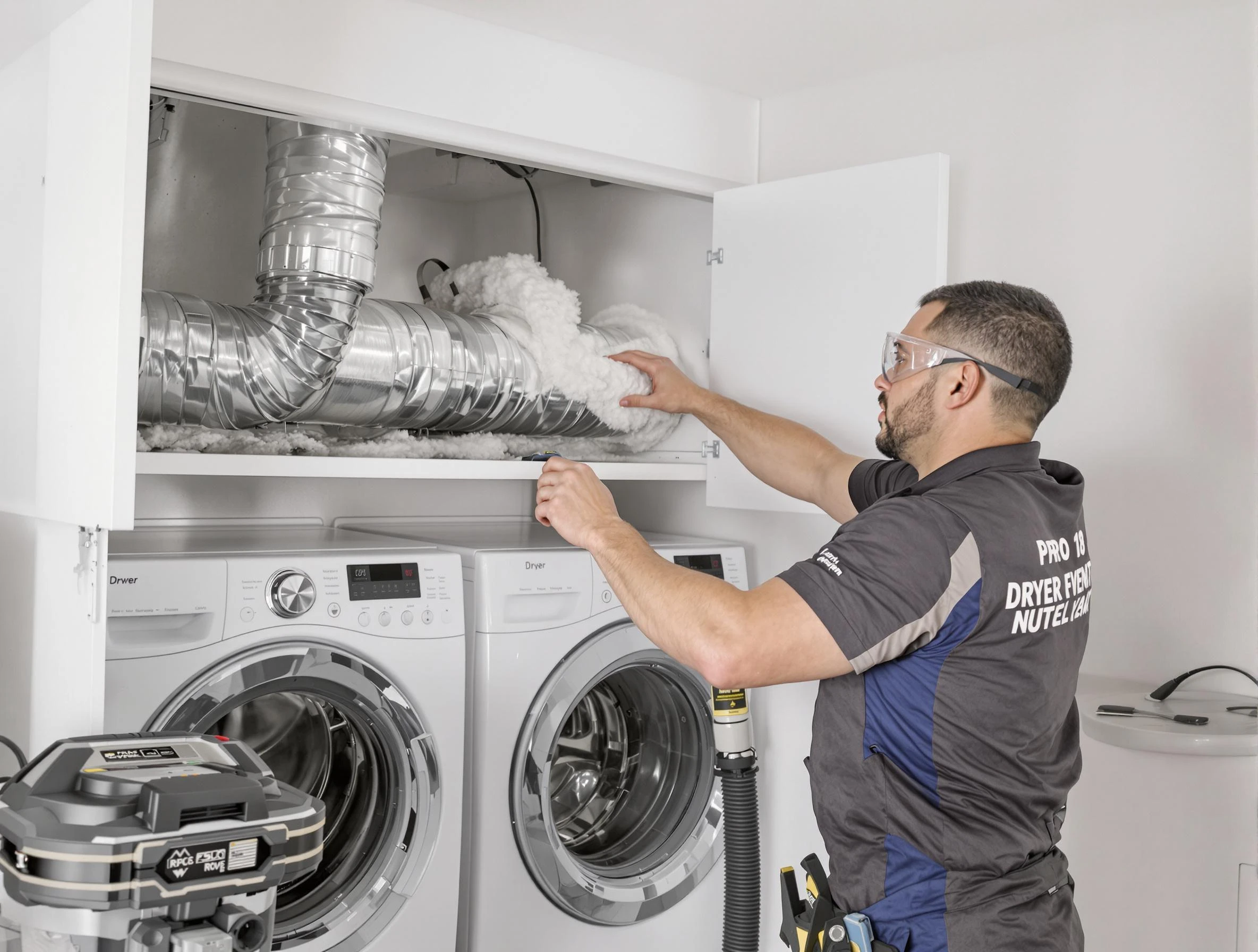 Penn Hills Dryer Vent Cleaning certified technician performing specialized gas dryer vent cleaning in Penn Hills