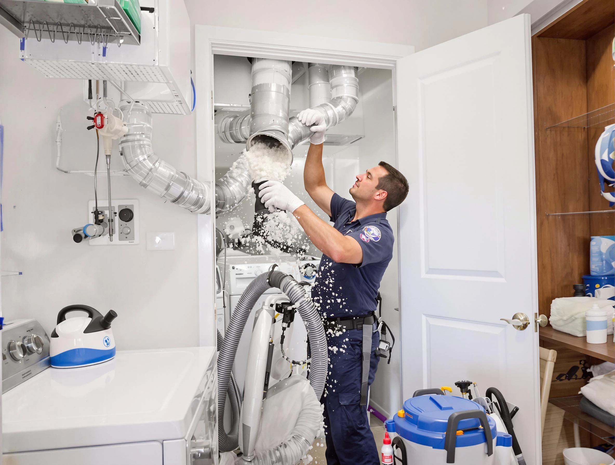 Penn Hills Dryer Vent Cleaning technician delivering thorough residential dryer vent cleaning service in Penn Hills